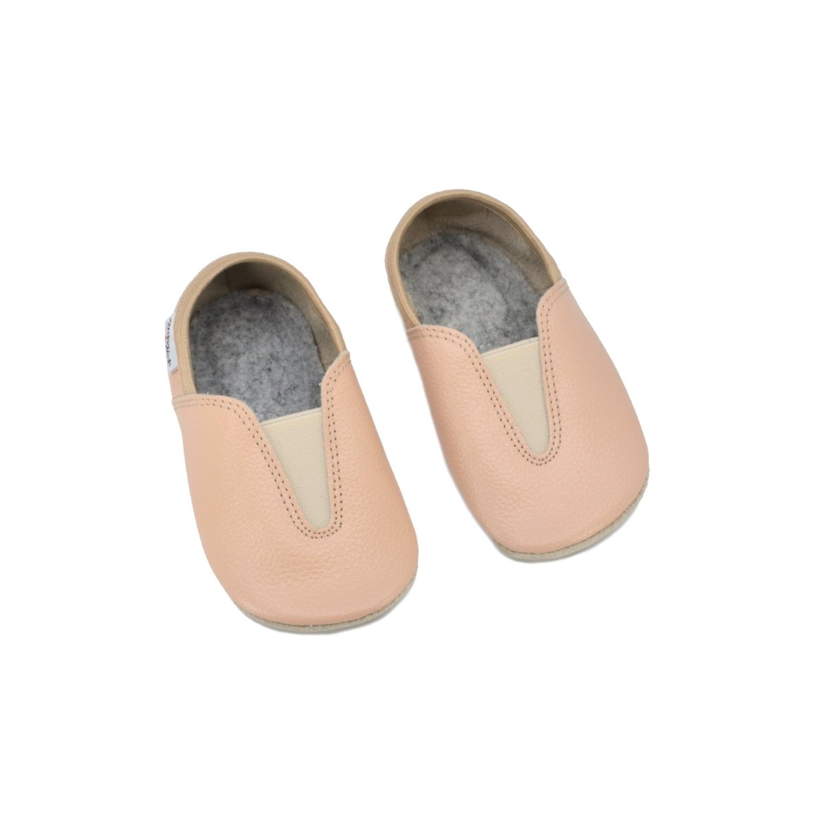Natural Leather Barefoot Toddlers & Kids Slippers (Beige) - Tiny Tugz™