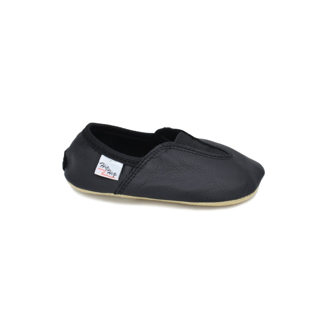 Natural Leather Barefoot Toddlers & Kids Slippers (Black) - Tiny Tugz™