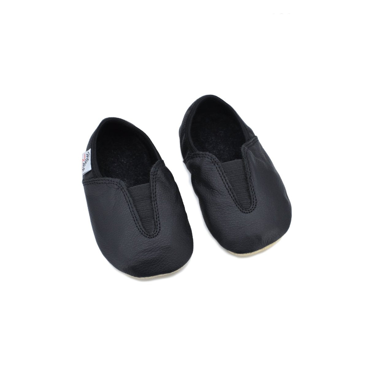 Natural Leather Barefoot Toddlers & Kids Slippers (Black) - Tiny Tugz™
