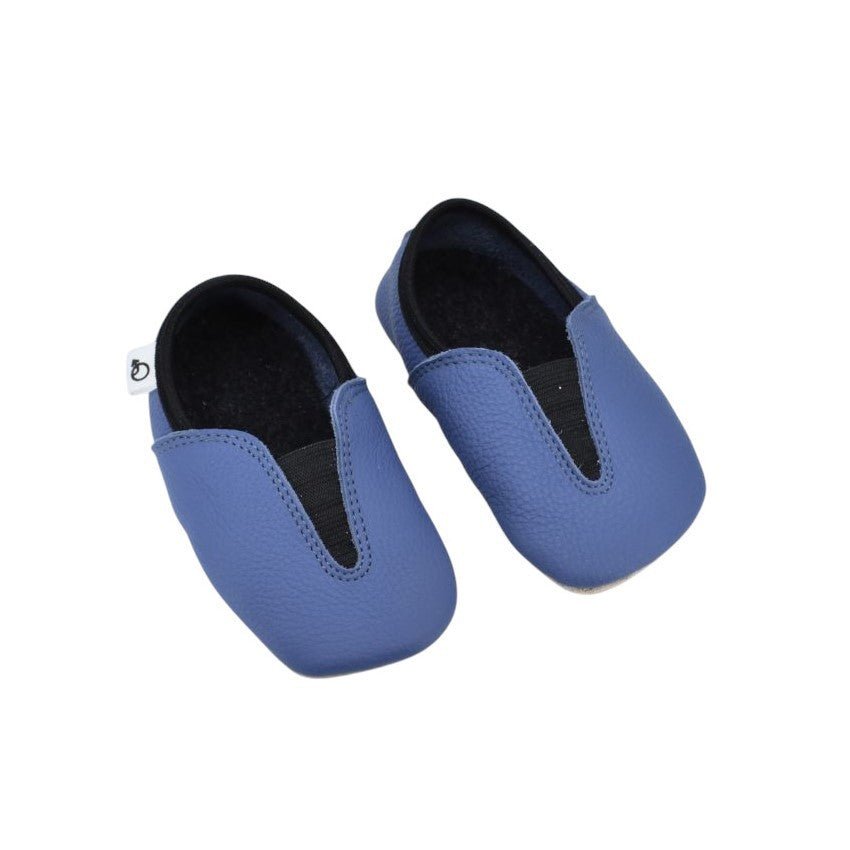 Natural Leather Barefoot Toddlers & Kids Slippers (Blue) - Tiny Tugz™