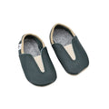Natural Leather Barefoot Toddlers & Kids Slippers (Dark Green) - Tiny Tugz™