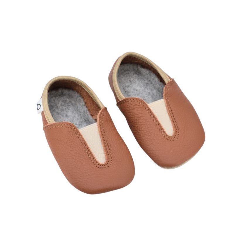 Natural Leather Barefoot Toddlers & Kids Slippers (Terracota) - Tiny Tugz™