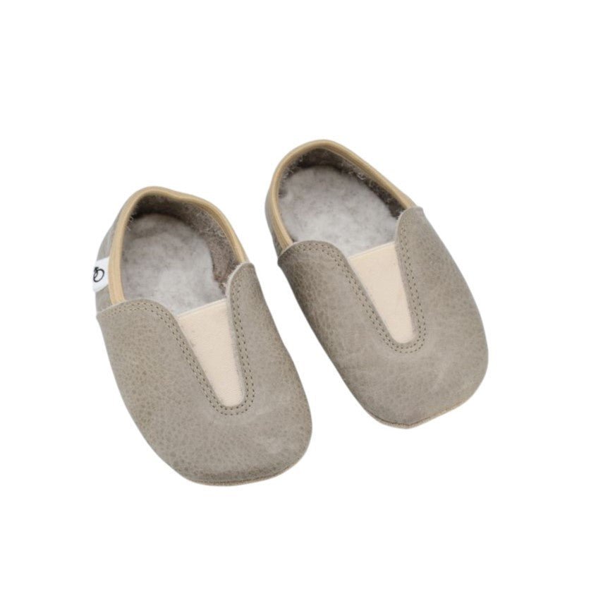 Natural Leather Barefoot Toddlers & Kids Slippers(Grey) - Tiny Tugz™