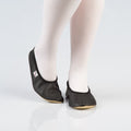 Natural Leather Kids & Teens Gymnastics Slippers – Rubber Ridge & Rubber Outsole (Black) - Tiny Tugz™