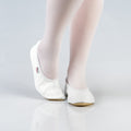 Natural Leather Kids & Teens Gymnastics Slippers – Rubber Ridge & Rubber Outsole (White) - Tiny Tugz™