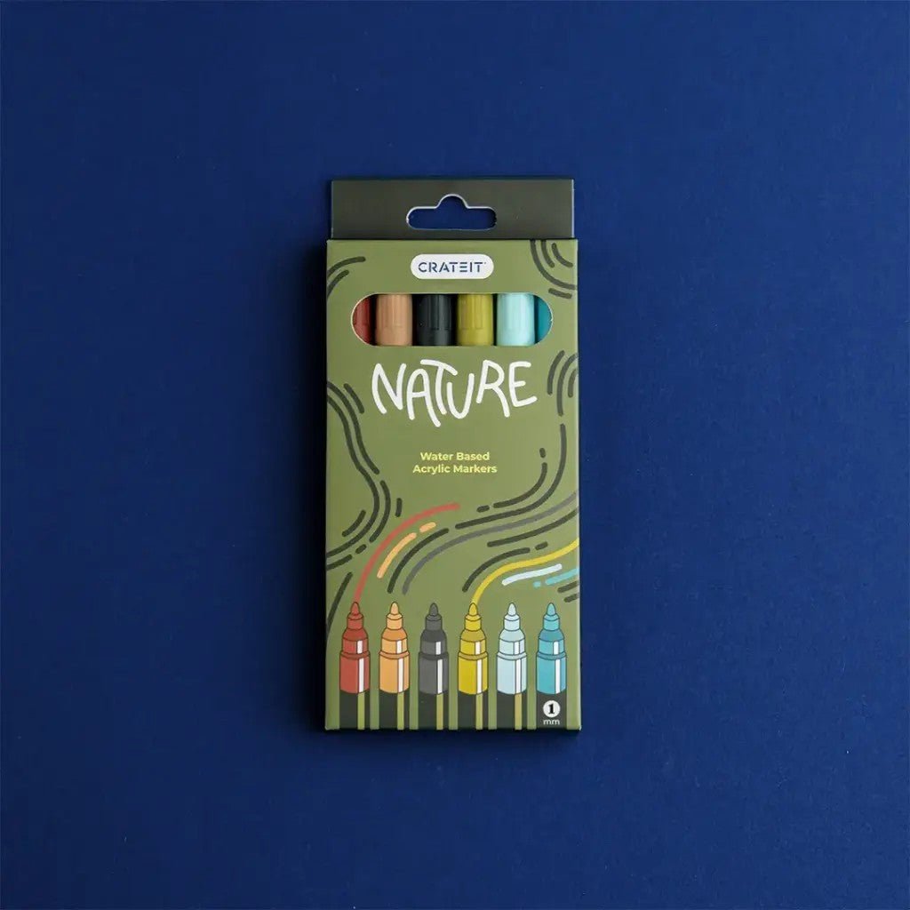 Nature Acrylic Markers for Wooden Toys - 1 mm Tip - 6 Pack - Tiny Tugz™