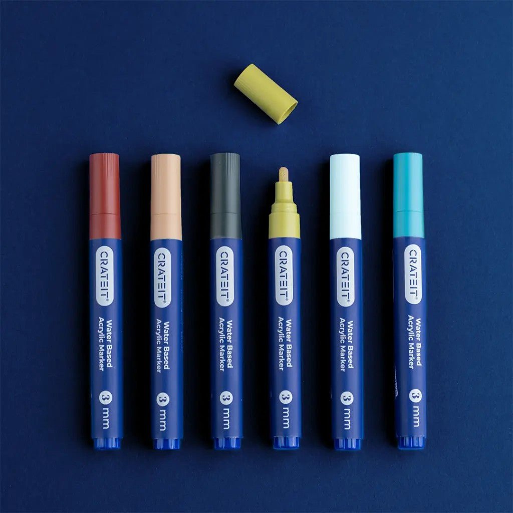 Nature Acrylic Markers for Wooden Toys - 3 mm Tip - 6 Pack - Tiny Tugz™