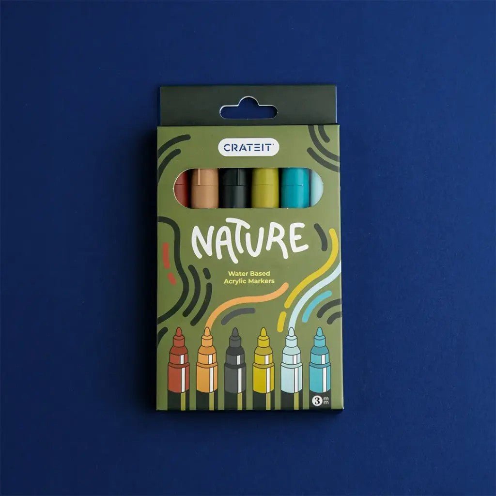 Nature Acrylic Markers for Wooden Toys - 3 mm Tip - 6 Pack - Tiny Tugz™