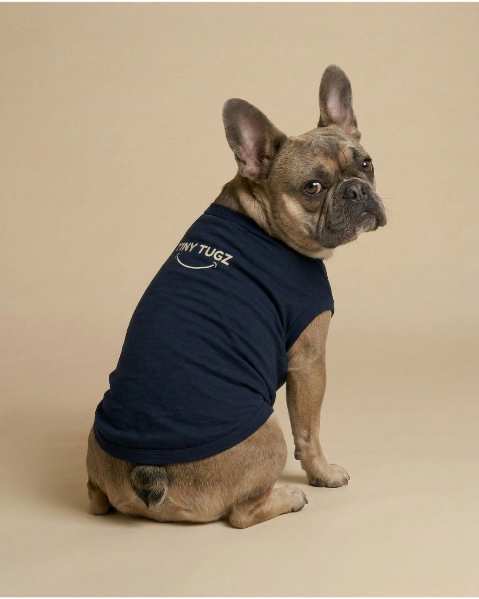 Navy 100% Organic Cotton Dog T-Shirt - Tiny Tugz™