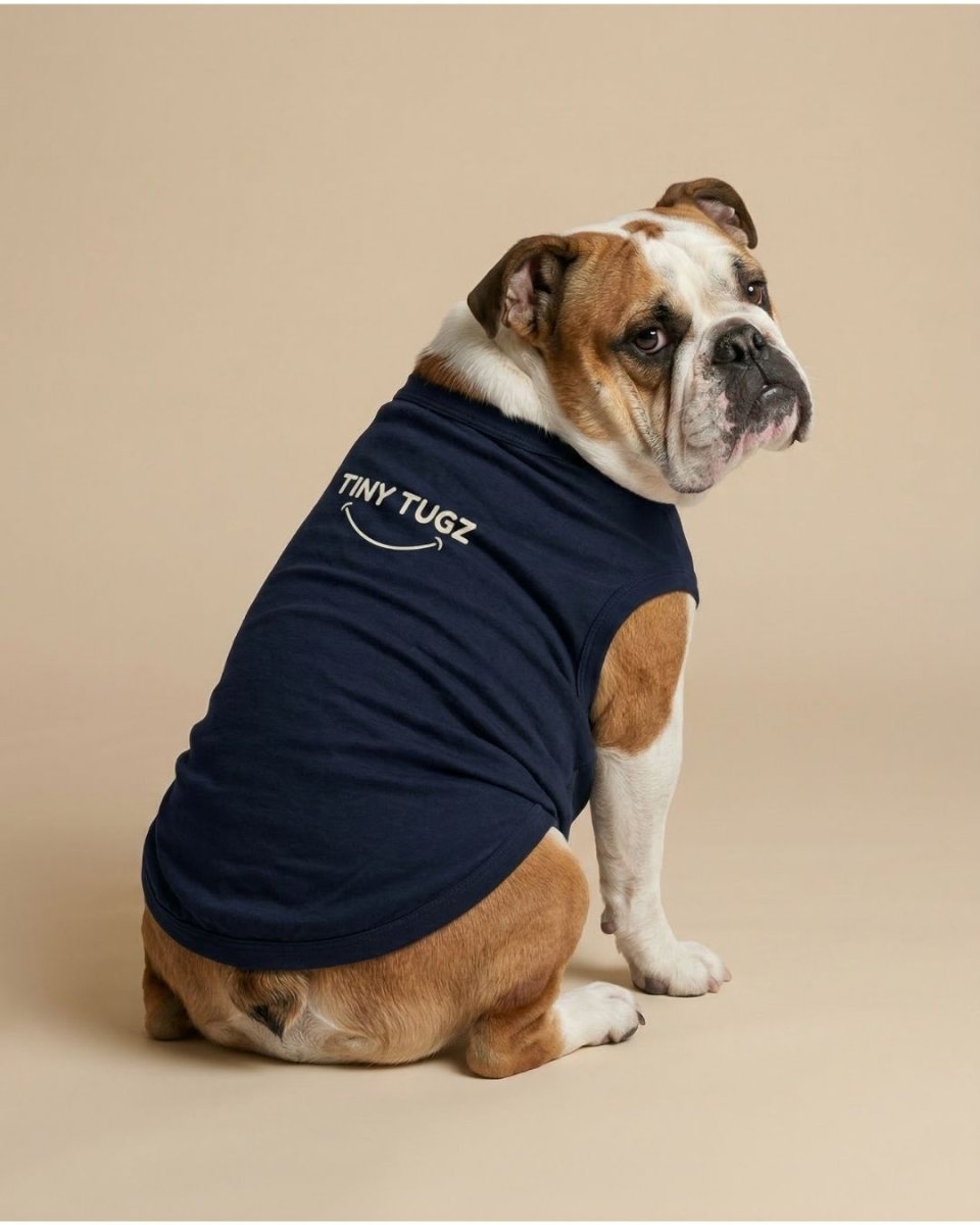 Navy 100% Organic Cotton Dog T-Shirt - Tiny Tugz™
