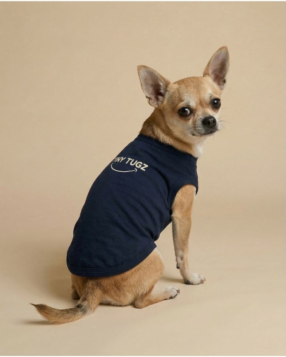 Navy 100% Organic Cotton Dog T-Shirt - Tiny Tugz™