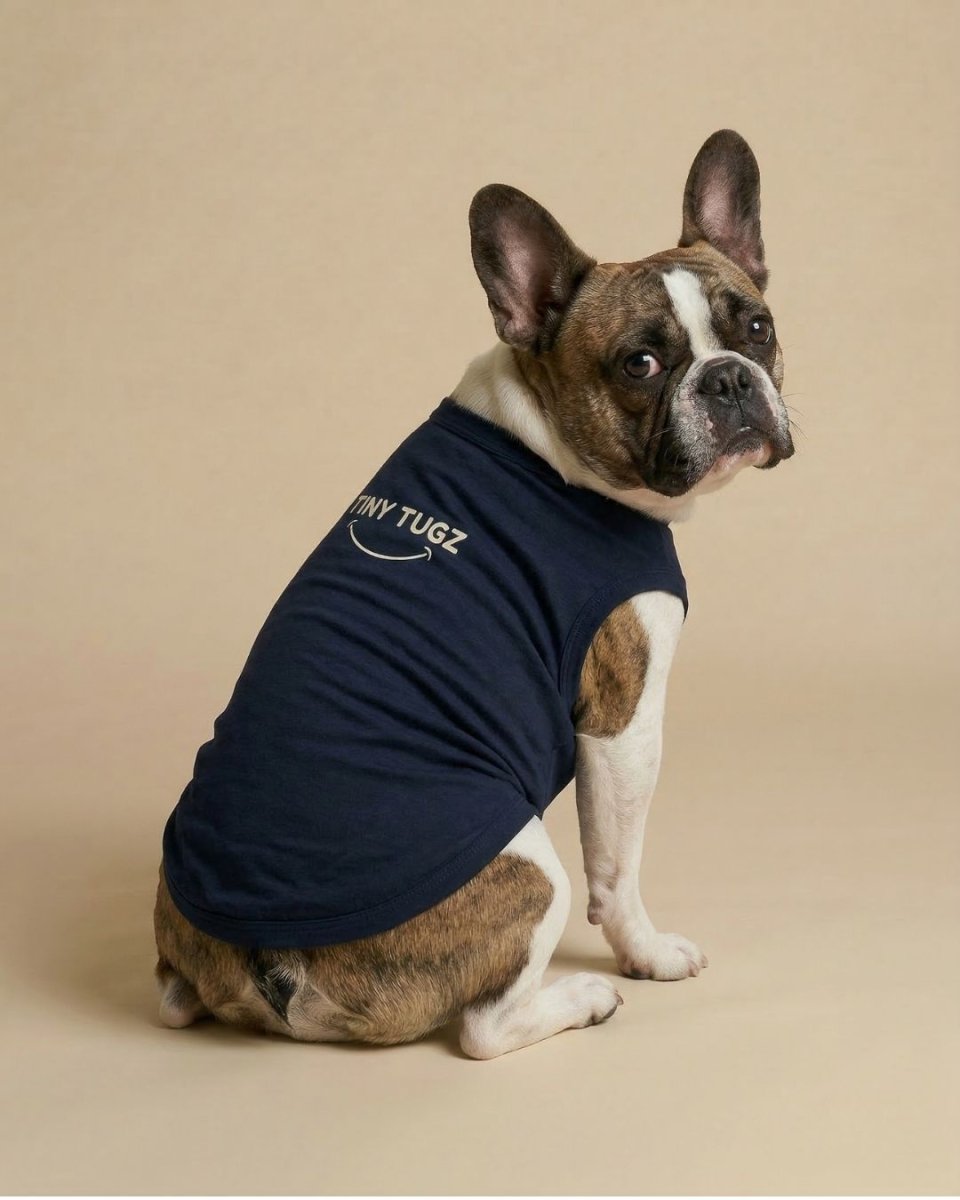 Navy 100% Organic Cotton Dog T-Shirt - Tiny Tugz™