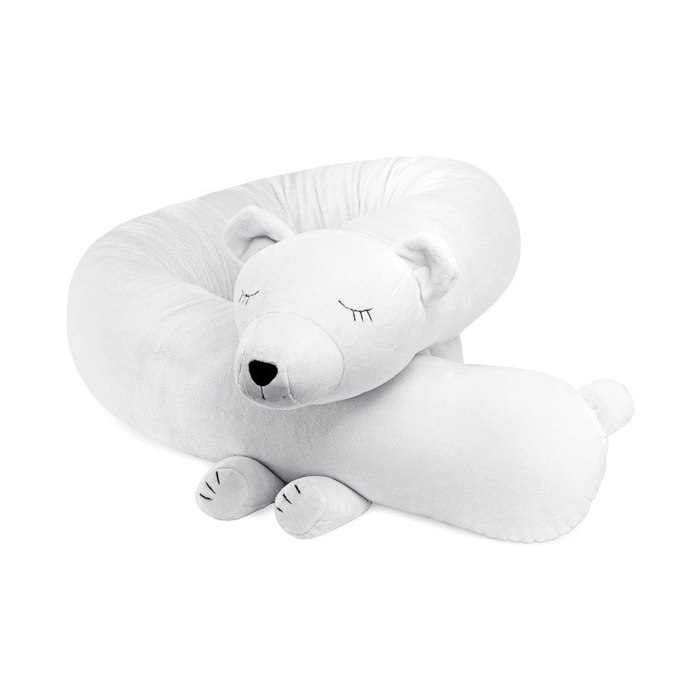 Niko Polar Bear Cuddle Pillow & Bed Wall Bumper - Minky, 220 cm (Classic White) - Tiny Tugz™