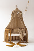Olive Stripes Muslin Cotton Bed Canopy for Babies & Kids (0–6y) - Tiny Tugz™