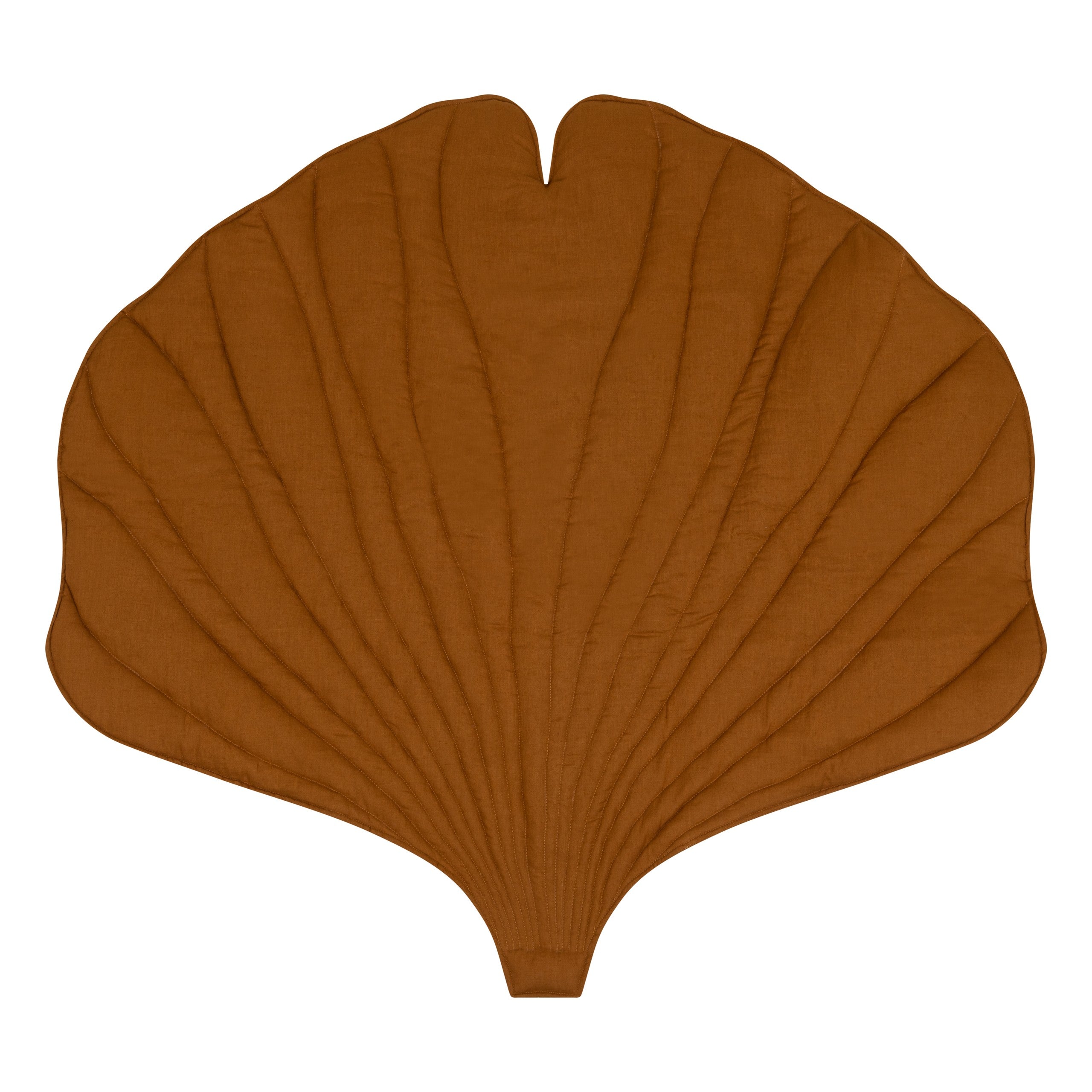 Organic Cotton and Linen Ginkgo Leaf Playmat - Caramel