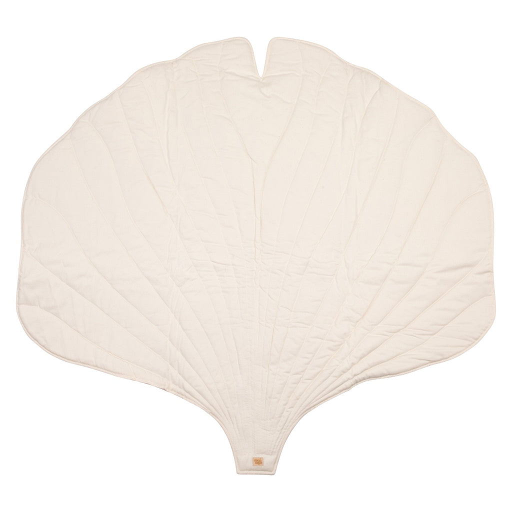 Organic Cotton and Velvet Ginkgo Leaf Playmat - Cream