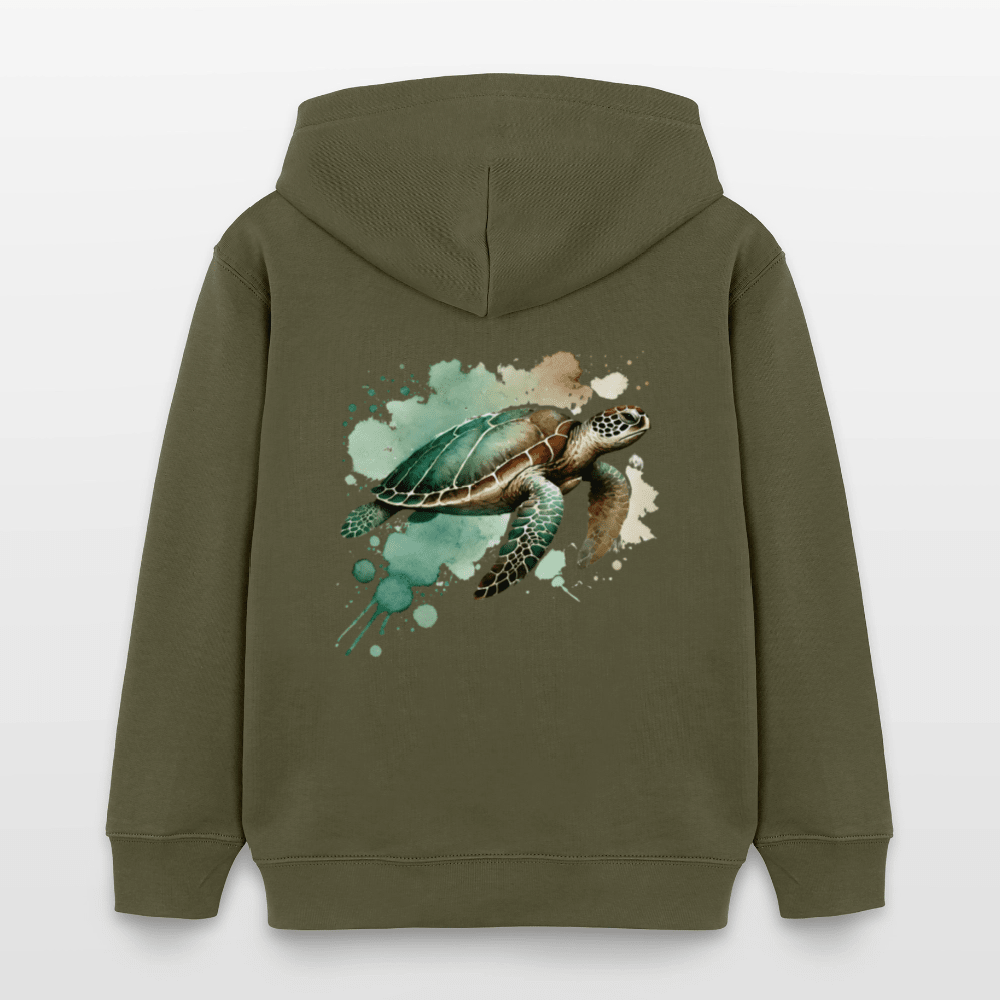 Organic Cotton Kids' Hoodie (Watercolour Art Turtle) - Tiny Tugz™