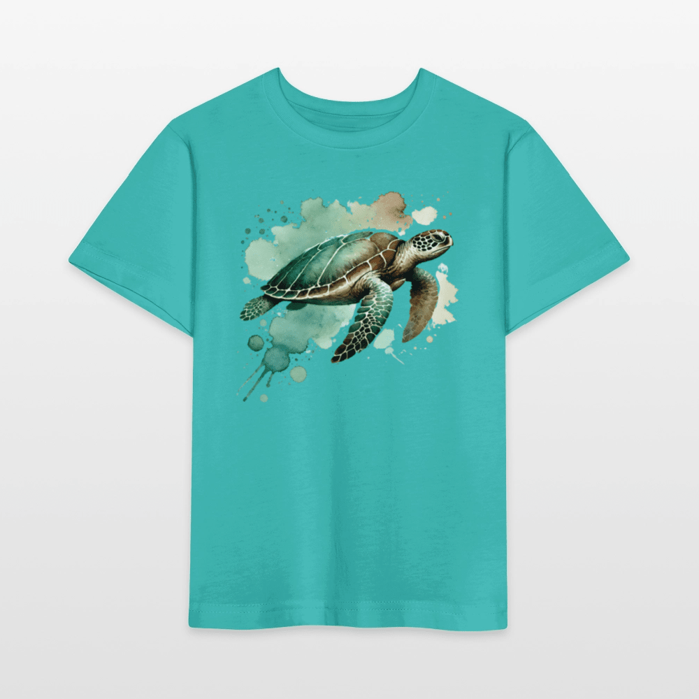 Organic Cotton Kids T-Shirt (Watercolour Turtle) - Tiny Tugz™