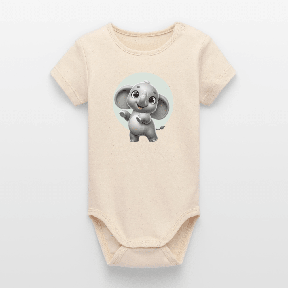 Organic Short-Sleeved Baby Bodysuit (3D Elephant Illustration) - Tiny Tugz™
