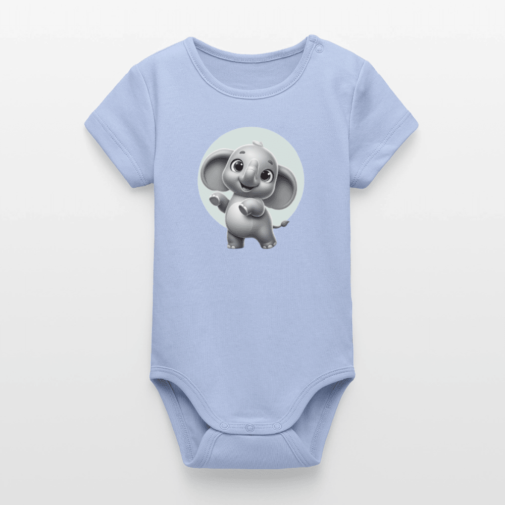 Organic Short-Sleeved Baby Bodysuit (3D Elephant Illustration) - Tiny Tugz™