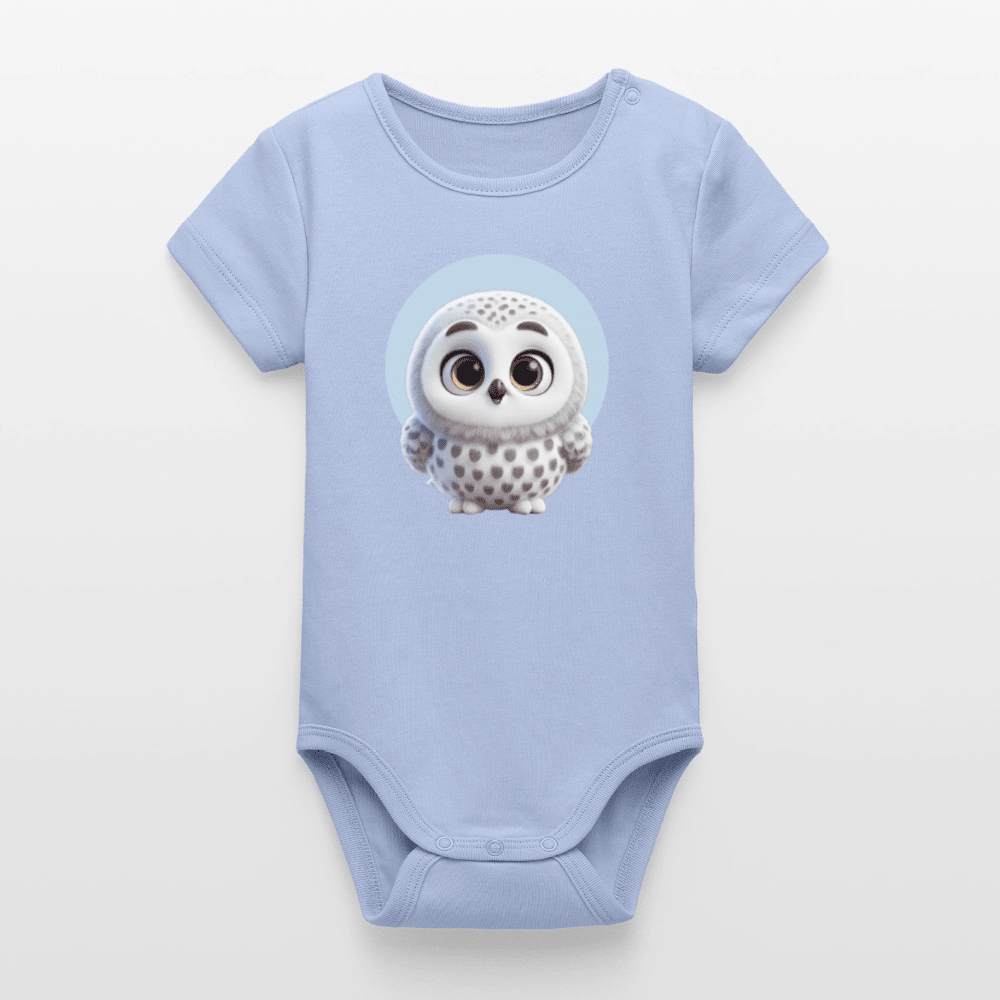 Organic Short-Sleeved Baby Bodysuit (3D Owl Illustration) - Tiny Tugz™