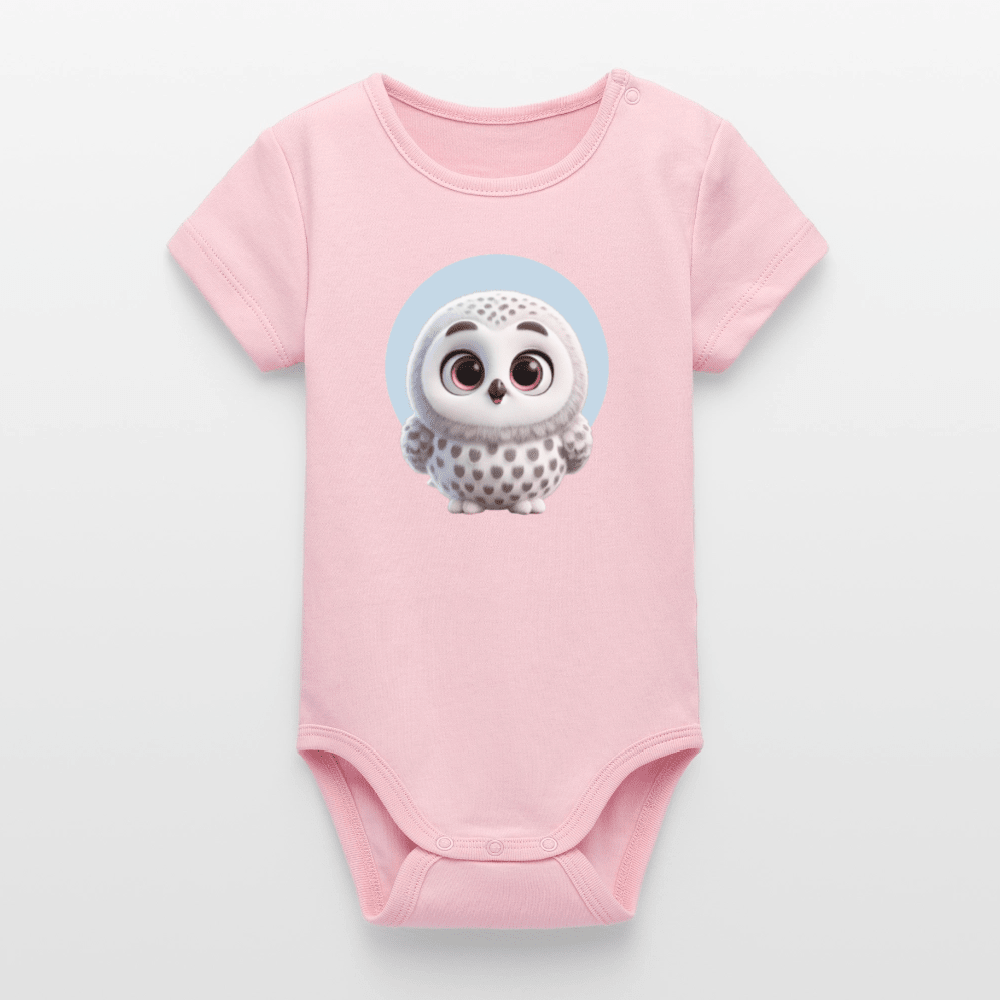Organic Short-Sleeved Baby Bodysuit (3D Owl Illustration) - Tiny Tugz™