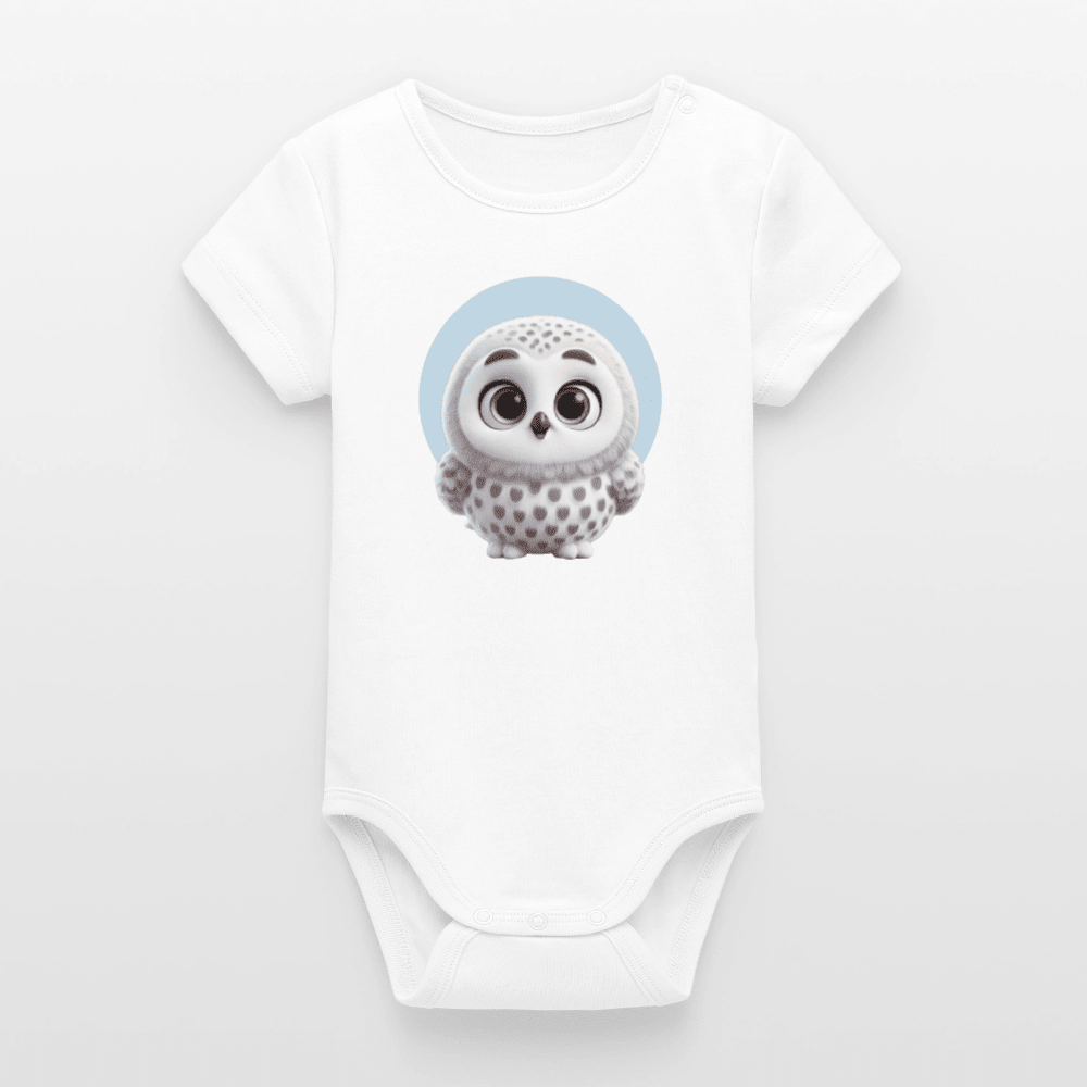 Organic Short-Sleeved Baby Bodysuit (3D Owl Illustration) - Tiny Tugz™