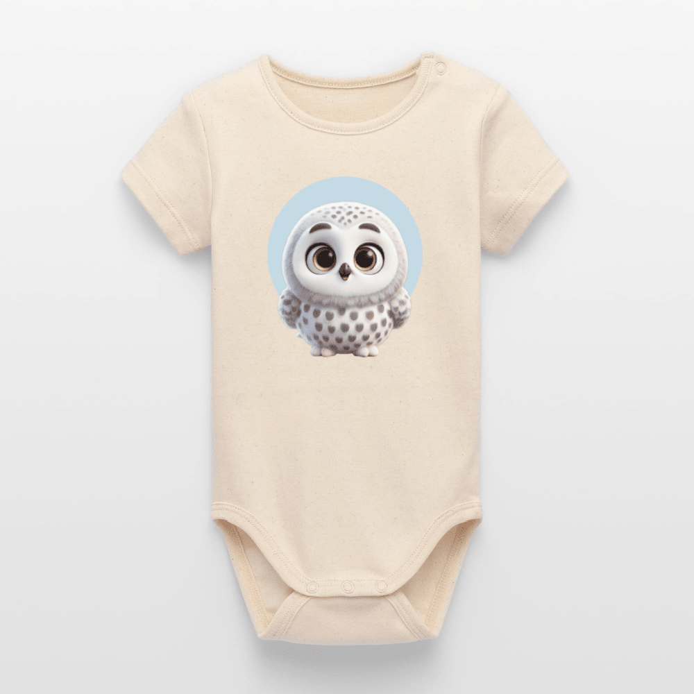 Organic Short-Sleeved Baby Bodysuit (3D Owl Illustration) - Tiny Tugz™