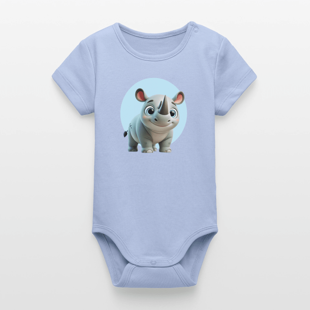 Organic Short-Sleeved Baby Bodysuit (3D Rhino Illustration) - Tiny Tugz™