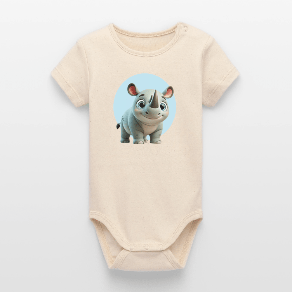 Organic Short-Sleeved Baby Bodysuit (3D Rhino Illustration) - Tiny Tugz™