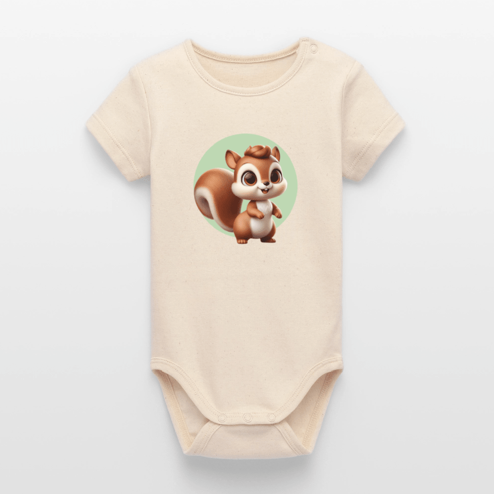 Organic Short-Sleeved Baby Bodysuit (3D Squirrel Illustration) - Tiny Tugz™