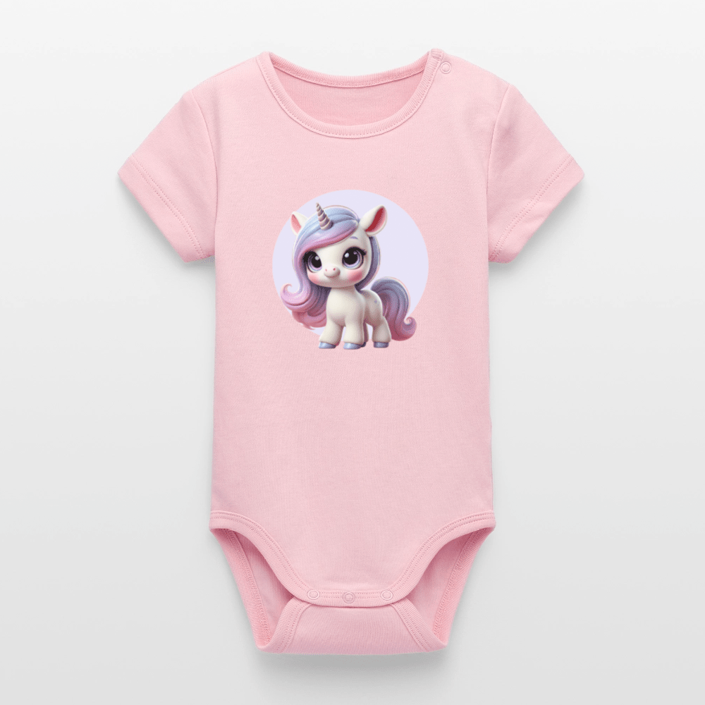 Organic Short-Sleeved Baby Bodysuit (3D Unicorn Illustration) - Tiny Tugz™