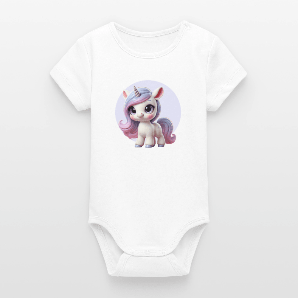 Organic Short-Sleeved Baby Bodysuit (3D Unicorn Illustration) - Tiny Tugz™