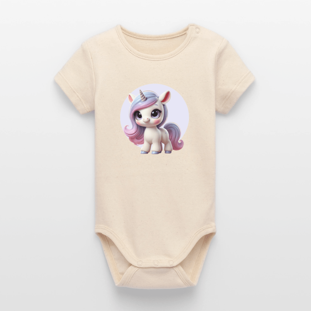 Organic Short-Sleeved Baby Bodysuit (3D Unicorn Illustration) - Tiny Tugz™