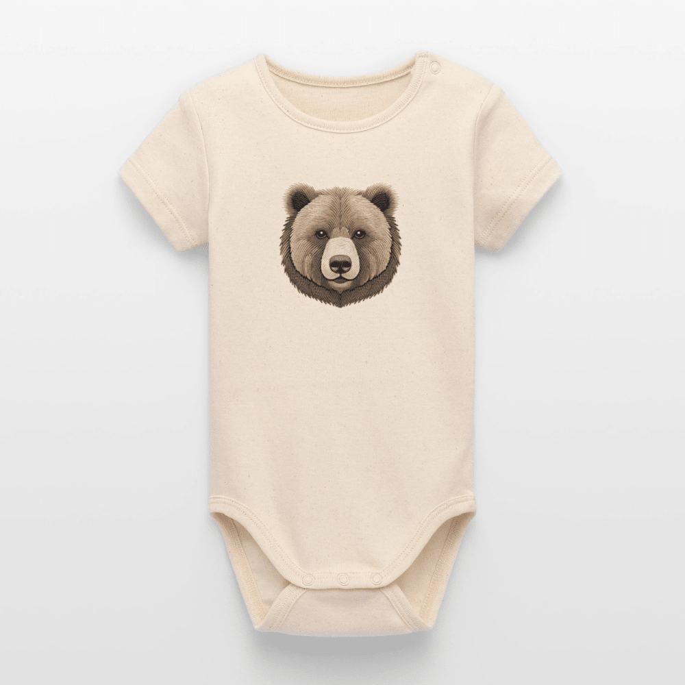 Organic Short-Sleeved Baby Bodysuit (Bear Thread Art) - Tiny Tugz™
