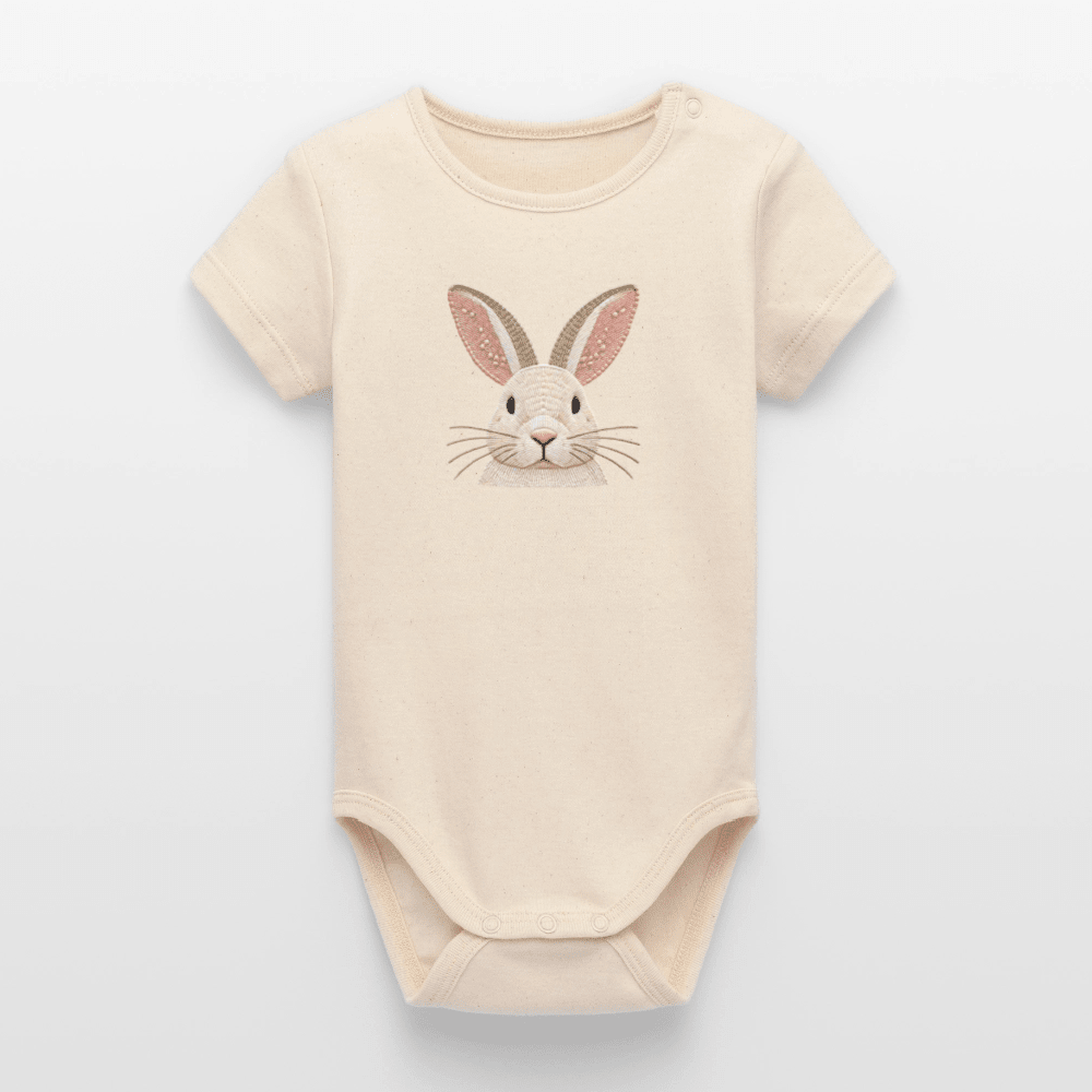 Organic Short-Sleeved Baby Bodysuit (Bunny Thread Art) - Tiny Tugz™