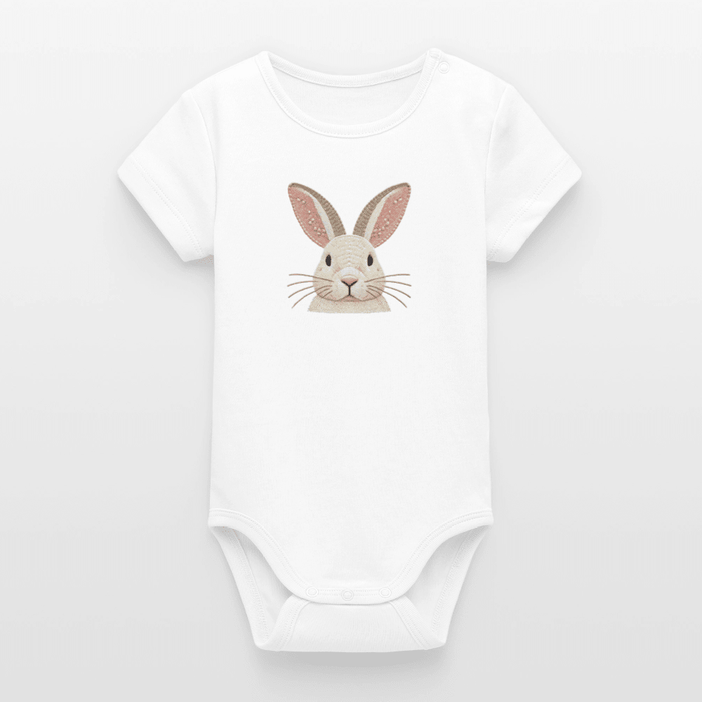 Organic Short-Sleeved Baby Bodysuit (Bunny Thread Art) - Tiny Tugz™