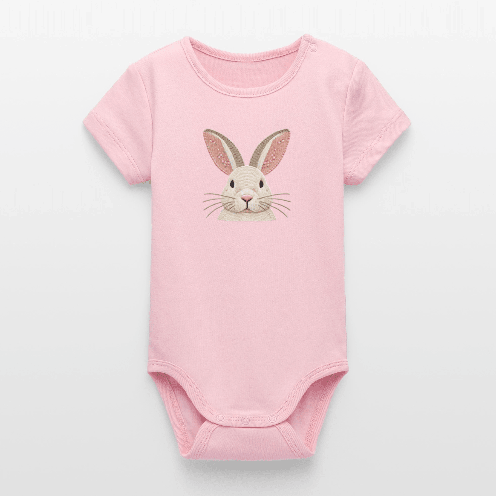 Organic Short-Sleeved Baby Bodysuit (Bunny Thread Art) - Tiny Tugz™