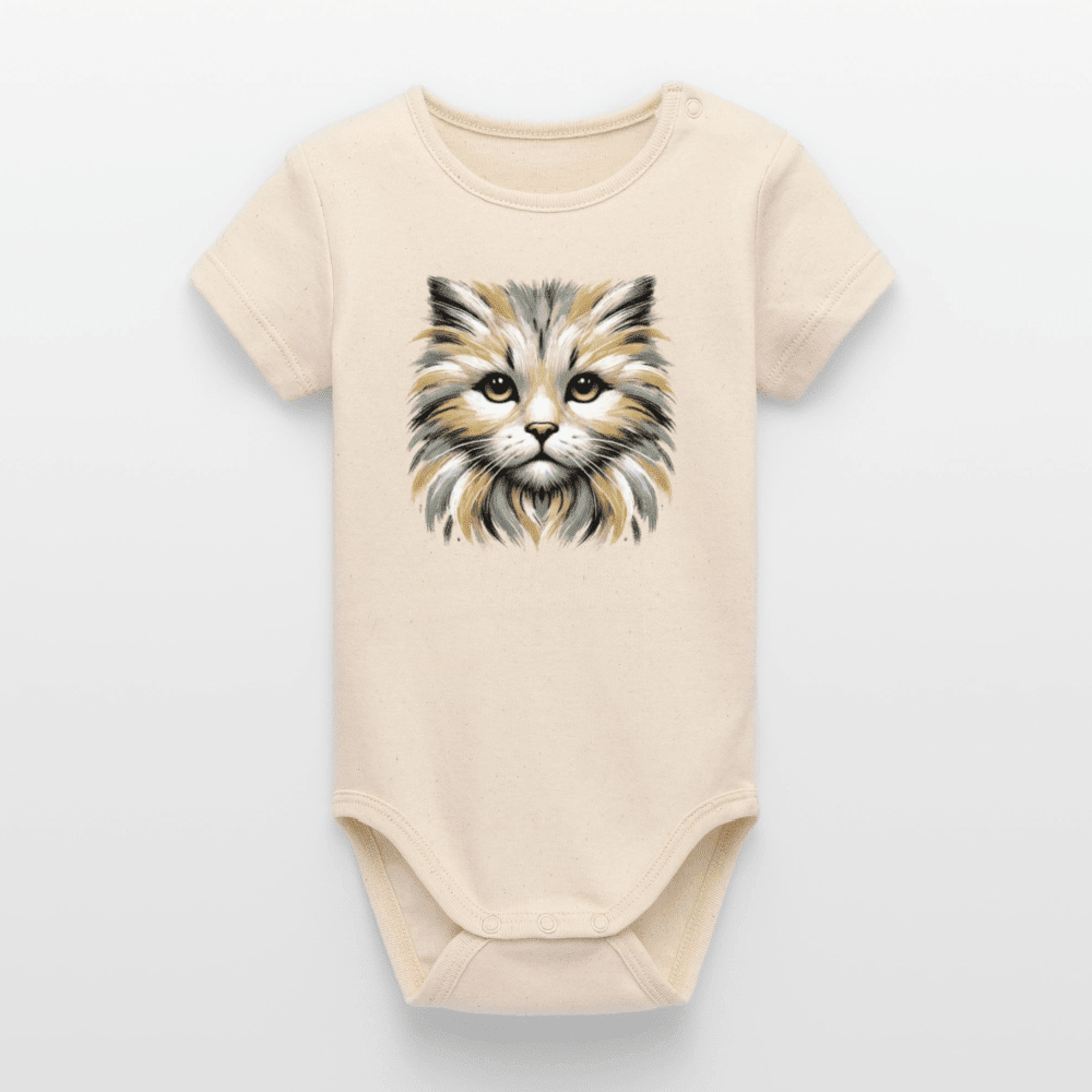 Organic Short-Sleeved Baby Bodysuit (Canvas Cat) - Tiny Tugz™