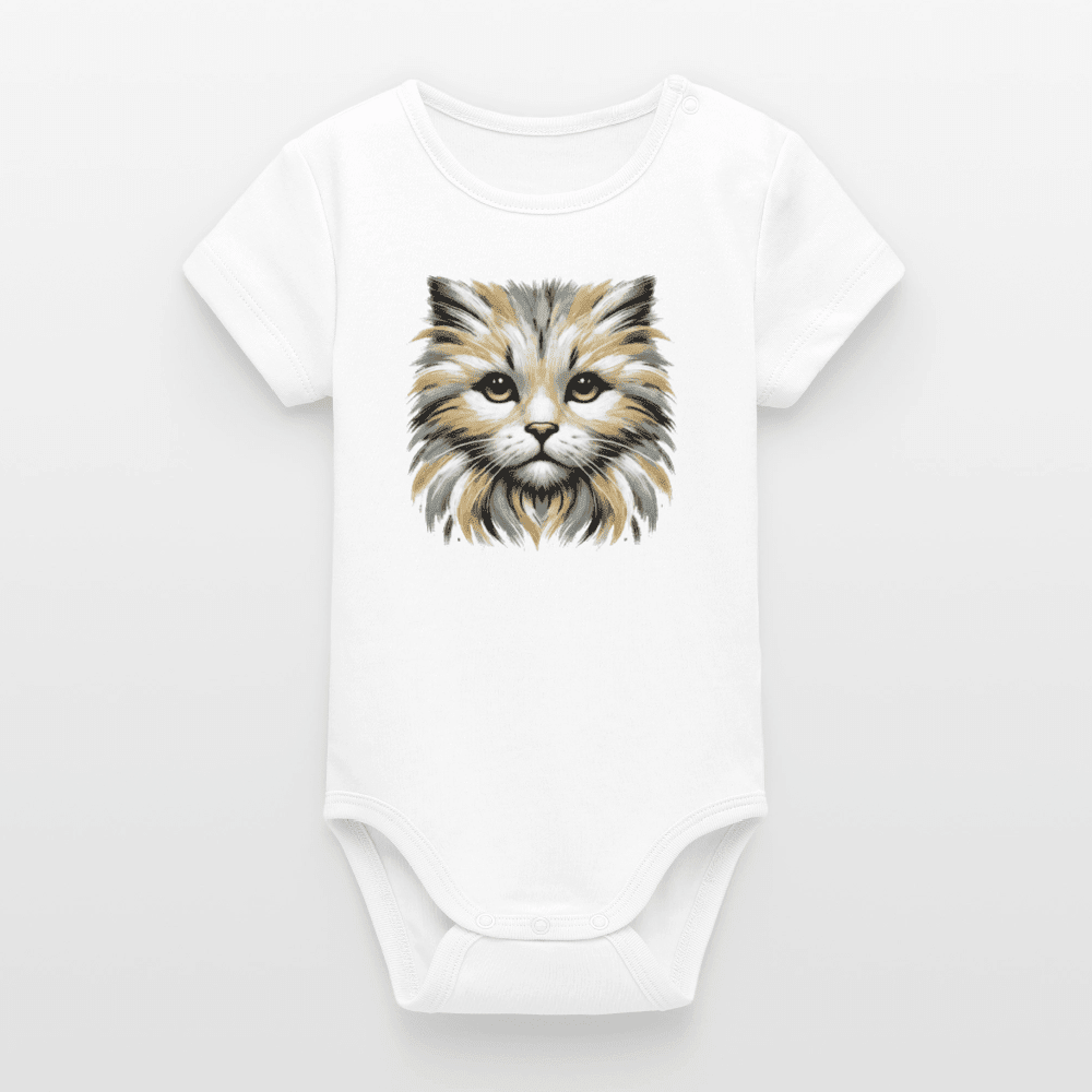 Organic Short-Sleeved Baby Bodysuit (Canvas Cat) - Tiny Tugz™