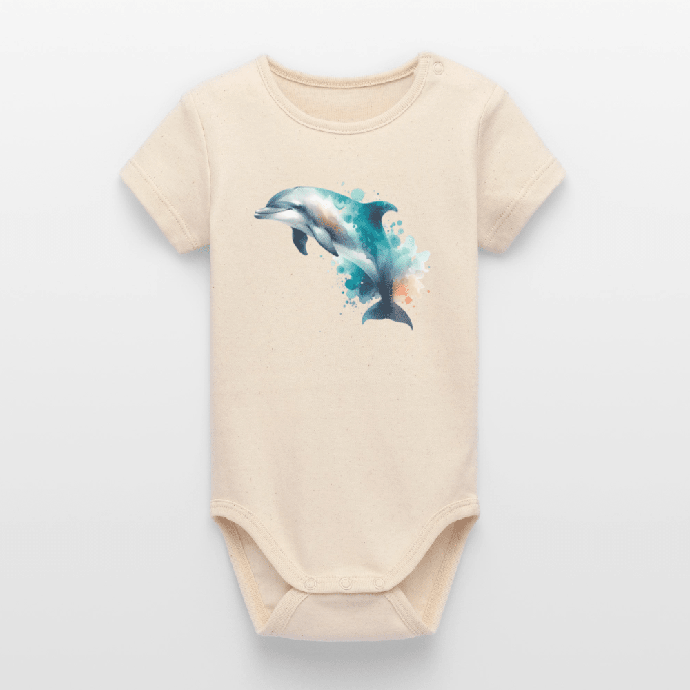 Organic Short-Sleeved Baby Bodysuit (Canvas Dolphin) - Tiny Tugz™