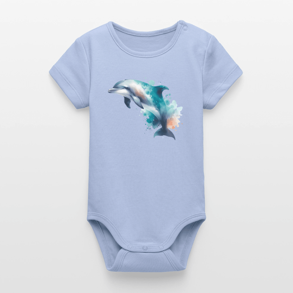 Organic Short-Sleeved Baby Bodysuit (Canvas Dolphin) - Tiny Tugz™