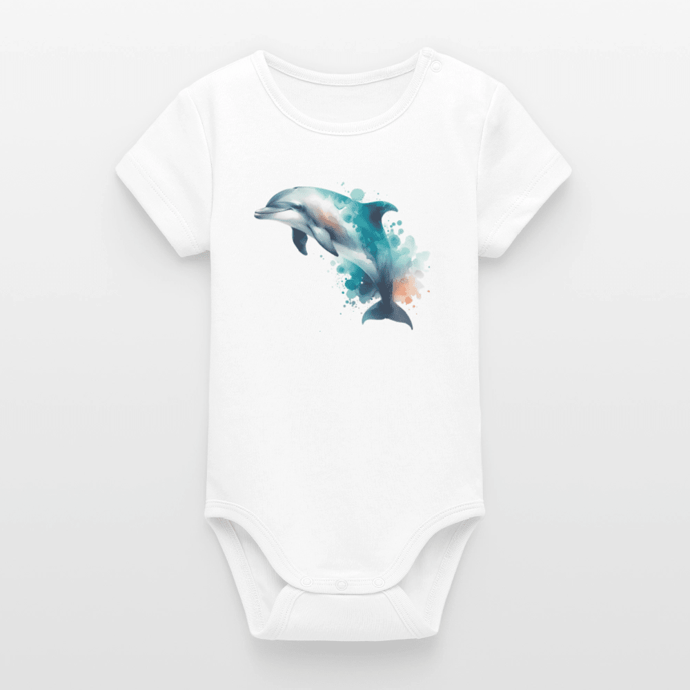 Organic Short-Sleeved Baby Bodysuit (Canvas Dolphin) - Tiny Tugz™