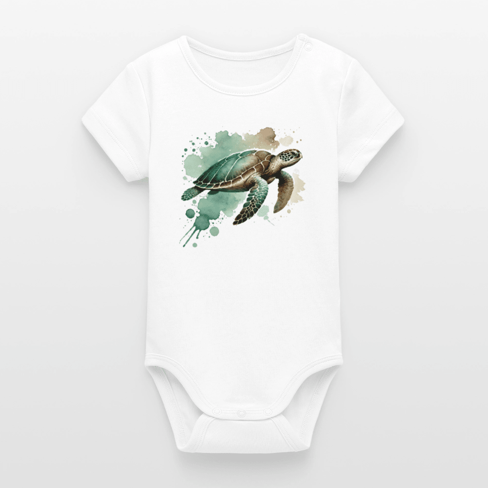 Organic Short-Sleeved Baby Bodysuit (Canvas Turtle) - Tiny Tugz™
