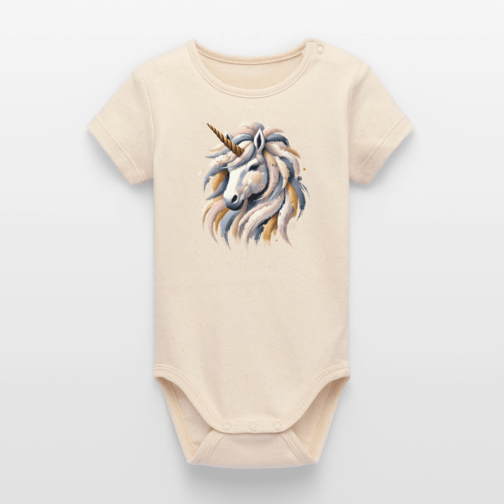 Organic Short - Sleeved Baby Bodysuit (Canvas Unicorn) - Tiny Tugz™