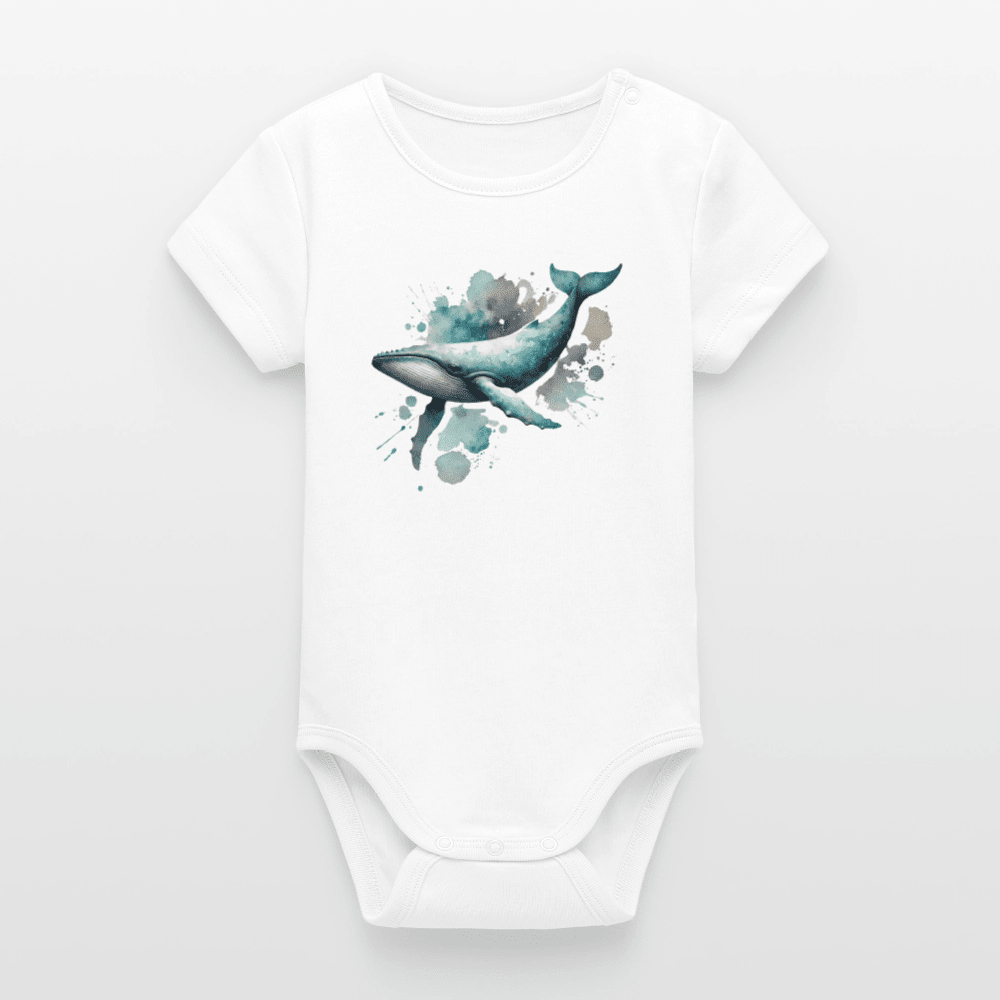 Organic Short-Sleeved Baby Bodysuit (Canvas Whale) - Tiny Tugz™