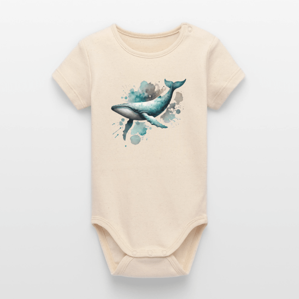 Organic Short-Sleeved Baby Bodysuit (Canvas Whale) - Tiny Tugz™
