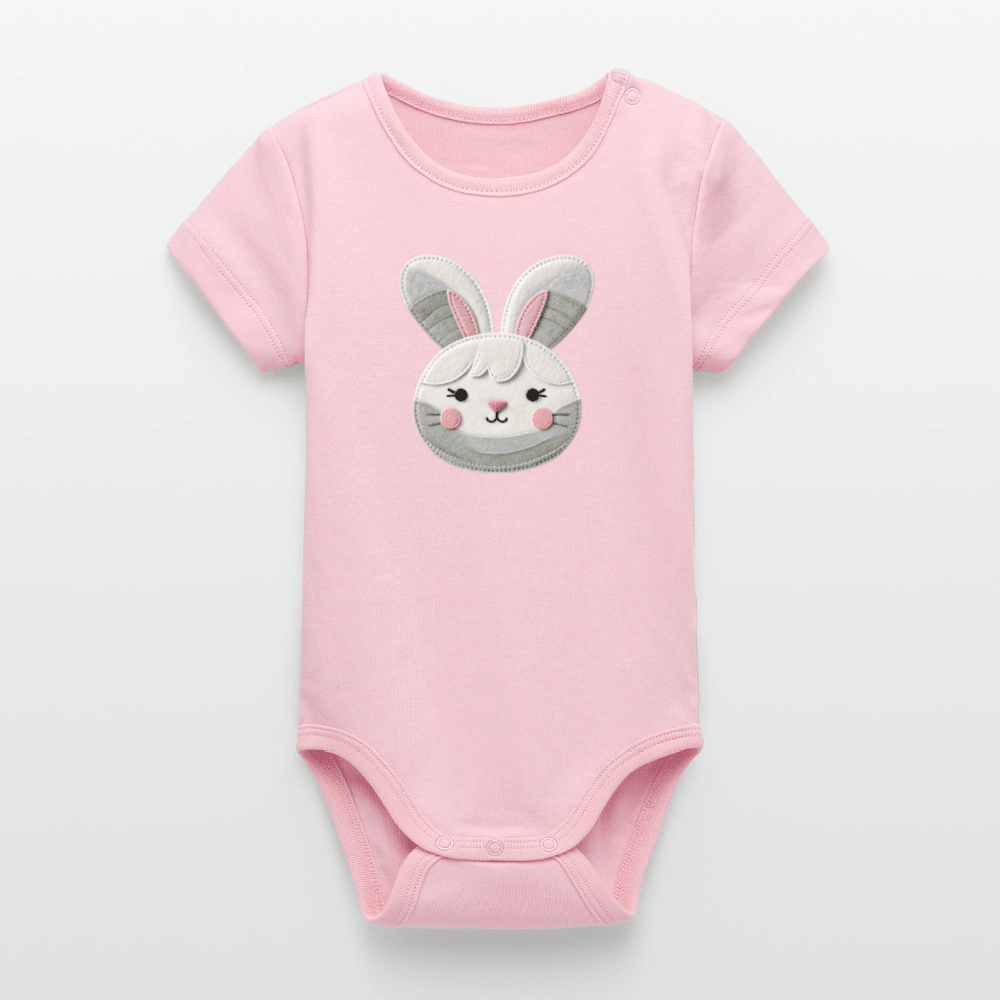 Organic Short-Sleeved Baby Bodysuit (Felt Appliqué Bunny) - Tiny Tugz™