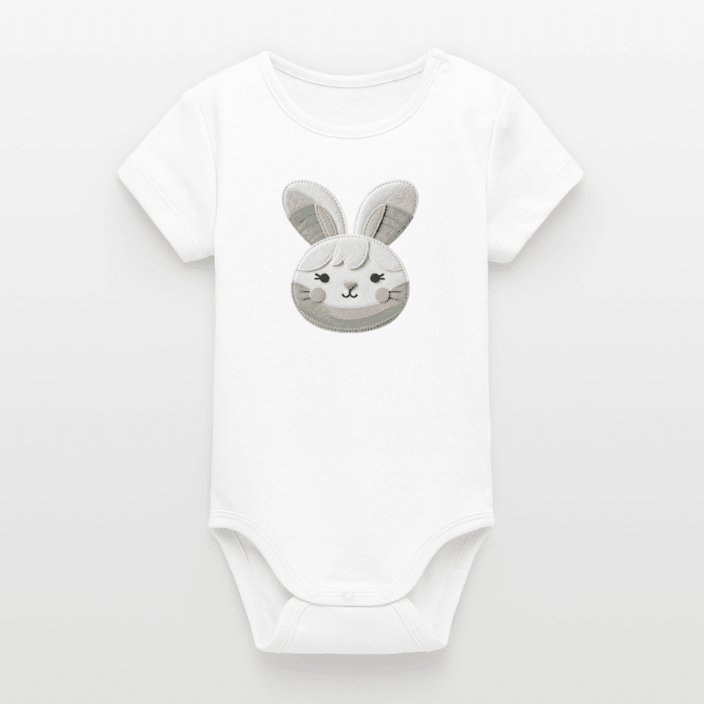 Organic Short - Sleeved Baby Bodysuit (Felt Appliqué Bunny) - Tiny Tugz™