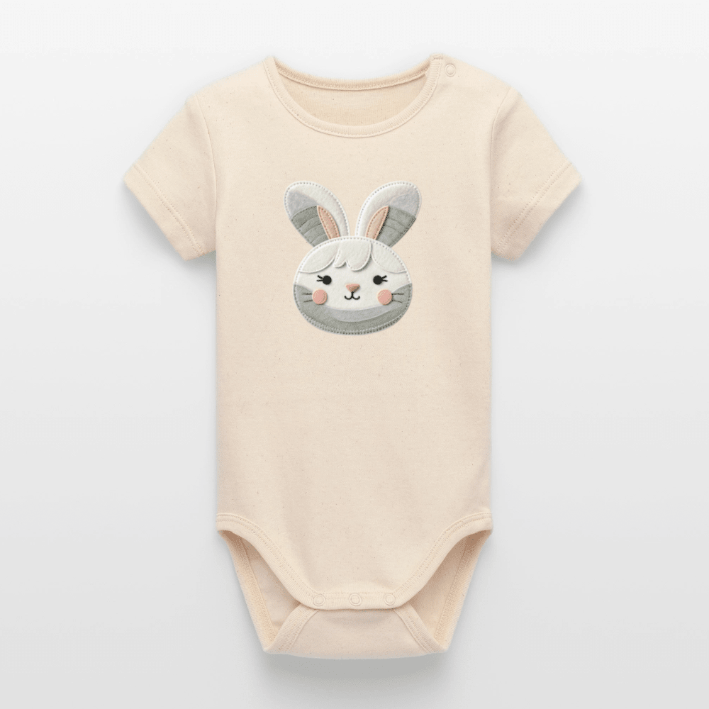 Organic Short-Sleeved Baby Bodysuit (Felt Appliqué Bunny) - Tiny Tugz™